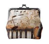 Piano Violin Music Notes Printed Coin Purse Pouch-Mini Coin Wallet,Change Purse,Leather Coin Pouch Holder For Woman Girls, Black, One Size, Modern,european Style, Retro