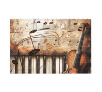 Piano Violin Music Notes Printed Jigsaw Puzzle 14.4x9.8 CM, Rectangular Puzzle Challenging Game for Adults Gifts, Family Fun Decorative Wall Decor