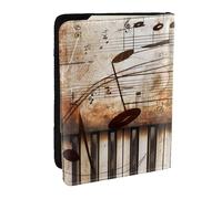 Piano Violin Music Notes Printed Passport Holder - 6.5 x 4.5 Inch RFID Blocking Travel Wallet,Stylish Passport Cover,Lightweight Document Organizer for Cards