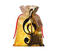 Piano Violin Music Notes Printing Drawstring Christmas Bag With Kraft Tag 4.7x6.9 Inch For Halloween Wrapping Gifts