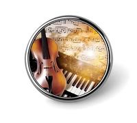 Piano Violin Music Notes Round Badge Cute Enamel Lapel Pin Brooches Button Pin Personalized Clothing Decoration Unisex Badge Holder Hats Bags Shirts Decor