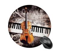 Piano Violin Music Notes Round Mouse Pad, Non-Slip Rubber Base Waterproof Washable, Computer Mouse Mat for Office Gaming Studying, Premium-Textured Durable Portable Circle Mousepad for Desktop PC Note