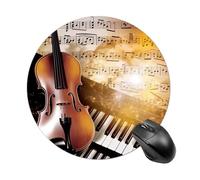 Piano Violin Music Notes Round Mouse Pad Smooth Glide Gaming Mousepad Extra Density Portable Comfortable Mouse Mat for Desk, Home, Office 7.8x7.8 Inches