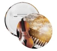 Piano Violin Music Notes Tinplate Badge 5PCS Personalized Round Brooch Large Craft Button Suitable for Teachers, Nurses, Doctors, Staff, Party Gift Accessories