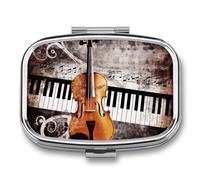 Piano Violin Music Notes Travel Pill Organizer A Daily Pill Box for Supplements 2 Compartment Pill Case Convenient for Carrying and Storing Medicines Box