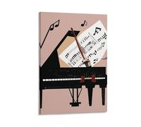 Piano Violin Music Notes Wall Art, 12x18inch(30x45cm) Vertical Canvas Wall Art Prints, Modern Home Hanging Decor for Living Room, Bedroom, Office, Framed/Unframed, Frame-style