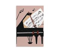 Piano Violin Music Notes Wall Art, 20x30inch(50x75cm) Vertical Canvas Wall Art Prints, Modern Home Hanging Decor for Living Room, Bedroom, Office, Framed/Unframed, Unframe-style
