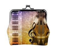Piano Violin Music Notes Women's Leather Kiss-Lock Coin Purse,Double-Sided Full Print Pattern,Ultra-Fine Fiber Leather,Small Clutch Wallet for Cash,Cards,Coins