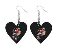 Piano with Butterflies Flying Artistic Wooden Earrings Pendant Vintage Earring Hooks Trendy Vacation Dangle Boho Eardrop Apricot Shaped