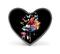 Piano with Butterflies Flying Heart Metal Brooches 1 Inch Memorial Badges Exquisite Decorations Pins for Clothing