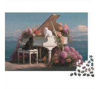 Piano with Cats 1000 Piece Jigsaws with Perfect Snap Fit Centenary Jigsaws for A Sustainable Hobby As Wall Art Puzzle for Self-care Gifts 52x38cm/1000pcs