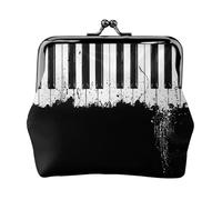 Piano Women's Leather Kiss-Lock Coin Purse,Double-Sided Full Print Pattern,Ultra-Fine Fiber Leather,Small Clutch Wallet for Cash,Cards,Coins