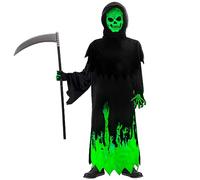 Pianocean Grim Reaper Halloween Costume for Kids With Scythe - Glow in the Dark, for Cosplay Party