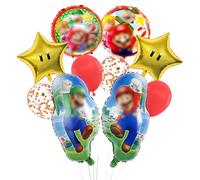 Pianocean Ma-rio Birthday Decorations - 10pcs Cartoon Foil Balloons Set, Kids Party Decorations for Boys & Girls
