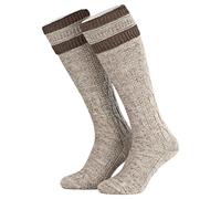 Piarini 1 pair of men's traditional socks - traditional socks with cable knit - costume socks with envelope made of wool long - Brown - Medium