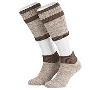 Piarini 2-Piece Loferl Traditional Costume Socks Calf Warmer Men's - Brown Green Red Blue Beige Anthracite Cable Pattern Size 39-42 43-44 45-46 47-48, Mottled nut brown, 45-46
