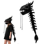 Piashow Dino Costume, Dino Skeleton Costume Children, 3D Spinosaurus Bone Plush Outfit for Halloween and Costume Parties (Black)