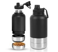 Piashow Dog Water Bottle for On the Go, Stainless Steel Dog Water Bottle with Water Bowl and Food Bowl, Insulated Dog Drinking Bottle for On the Go 32 oz, for Travel, Hiking, Walking