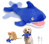 Piashow Interactive Cat Toy Dog Toy Electric Washable Toy Rechargeable Shark Cat Toy Dog Toy with USB Cable for Cats Dogs to Play and Interact