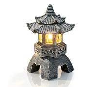 Piashow Japan Decorative Japanese Lamp Pagoda Solar Japanese Garden Lantern Garden Decoration Statue, 26 x 17 cm