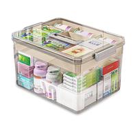 Piashow Medicine Storage Box, 2-Layer Medical Box with Removable Tray - Large Capacity First Aid Box, Medication Organizer & Household Medicine Cabinet for Secure Storage (12x8x6.7 inch)