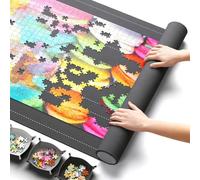 Piashow Puzzle Mat for up to 1500 Puzzle Mats, Puzzle Mat with 4 Assorted Compartments, Portable Non-Slip Mat with Case