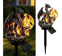 Piashow Solar Kite for Outdoor Garden, Dragon Garden Statue with Solar LED Lights for Outdoor, Lawn, Patio, Path, Decoration (Double Dragon)