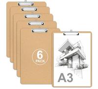Piasoenc 11 x 17 Wood Clipboards 6 Pack, Extra Large Drawing Boards, Horizontal Clip Board, Vertical Layout, Suitable for Sketching, Watercolor. Drafting & Art Supply