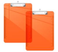 Piasoenc 2 Pack Plastic Clipboards, Translucent Clip Board with Low Profile, Office Supply, School Supplies, Letter Size 12.5 x 9 Inches,Orange