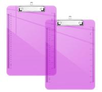 Piasoenc 2 Pack Plastic Clipboards, Translucent Clip Board with Low Profile, Office Supply, School Supplies, Letter Size 12.5 x 9 Inches,Light Purple