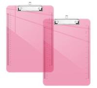 Piasoenc 2 Pack Plastic Clipboards, Translucent Clip Board with Low Profile, Office Supply, School Supplies, Letter Size 12.5 x 9 Inches,Pink