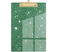 Piasoenc Acrylic Clipboards, Fashion Glitter Clip Board with Low Profile Gold Clip, Designed for Classroom School and Office Use, A4 Letter Size 9 x 12.5 in,Green