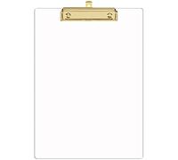 Piasoenc Acrylic Clipboards, Fashion Glitter Clip Board with Low Profile Gold Clip, Designed for Classroom School and Office Use, A4 Letter Size 9 x 12.5 in,Clear