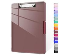 Piasoenc Clipboard with Storage, 8.5 x 11 Clip Boards with 2 Storage Case and A4 Paper Folder, Clear Dry Erase Top Panel, Heavy Duty Plastic, Folio & Side-Opening, for Nurses, Teachers, Burgundy