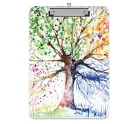 Piasoenc Plastic Clipboard, Cute Decorative Clip Board, 9 x 12.5 in, A4 Standard Office Clip Boards for Nurses, Students, Office, Art Tree