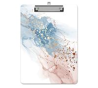 Piasoenc Plastic Clipboard, Cute Decorative Clip Board, 9 x 12.5 in, A4 Standard Office Clip Boards for Nurses, Students, Office, Pink Marble