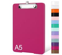 Piasoenc Small Clipboard with Storage, A5 Organization Box with Pen Holder, Plastic Clipboard with Low Profile Clip for Nurses, Teachers, Red