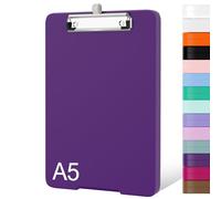 Piasoenc Small Clipboard with Storage, A5 Organization Box with Pen Holder, Plastic Clipboard with Low Profile Clip for Nurses, Teachers, Deep Purple