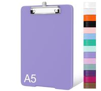 Piasoenc Small Clipboard with Storage, A5 Organization Box with Pen Holder, Plastic Clipboard with Low Profile Clip for Nurses, Teachers, Purple