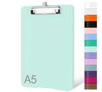 Piasoenc Small Clipboard with Storage, A5 Organization Box with Pen Holder, Plastic Clipboard with Low Profile Clip for Nurses, Teachers, Blue