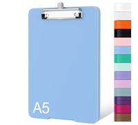 Piasoenc Small Clipboard with Storage, A5 Organization Box with Pen Holder, Plastic Clipboard with Low Profile Clip for Nurses, Teachers, Dark Blue