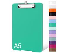 Piasoenc Small Clipboard with Storage, A5 Organization Box with Pen Holder, Plastic Clipboard with Low Profile Clip for Nurses, Teachers, Green