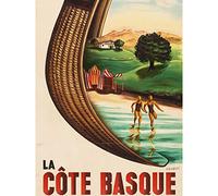 Piaubert Cote Basque Railway Travel Advert Large Wall Art Print Canvas Premium Mural