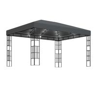 piav large fabric gazebo in anthracite with led string lights