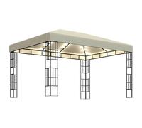 piav large fabric gazebo in cream with led string lights