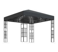 piav small fabric gazebo in anthracite with led string lights