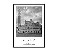 Piazza Del Campo, Siena Travel Print Siena Wall art Black and white Poster A4 Print only 21 X 29.7cm (8.3x11.7inch)