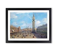 Piazza San Marco Vol.1 By Giovanni Canaletto Classic Painting Framed Wall Art Print, Ready to Hang Picture for Living Room Bedroom Home Office Décor, Black A4 (34 x 25 cm)