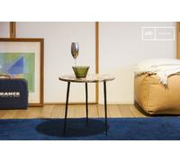 PIB Beige marble side table, Scandinavian style, 40x40x40 cm, airy round design with textured legs