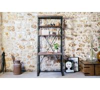 PIB Brown metal desk-bookcase, industrial style, 51x88x208 cm, functional vintage design